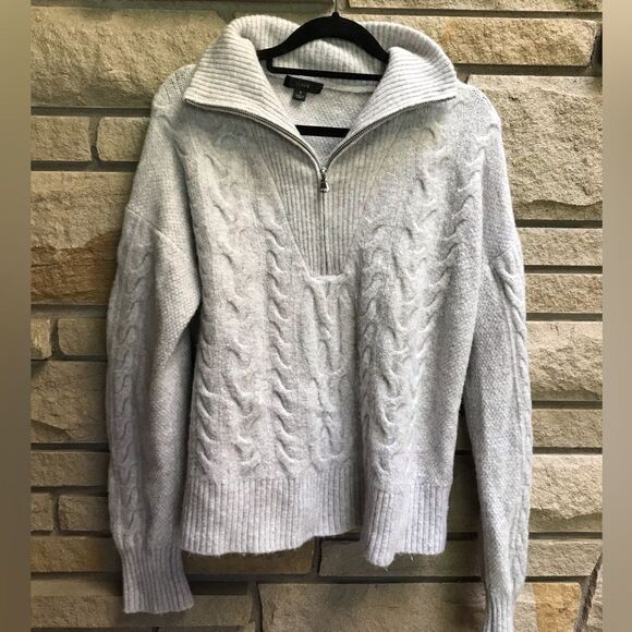 JCREW Cable-knit half-zip sweater Supersoft yarn Cream Wool Alpaca Small BD032 - Picture 4 of 14